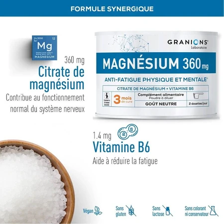 Granions Magnesium lichamelijke en geestelijke vermoeidheid 360 mg