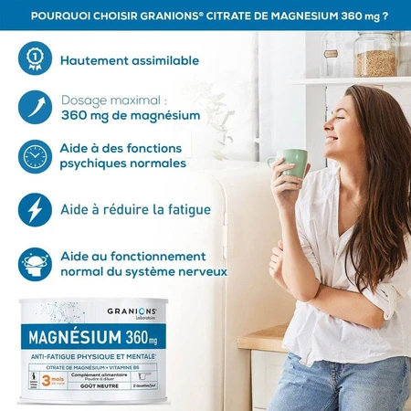Granions Magnesium lichamelijke en geestelijke vermoeidheid 360 mg