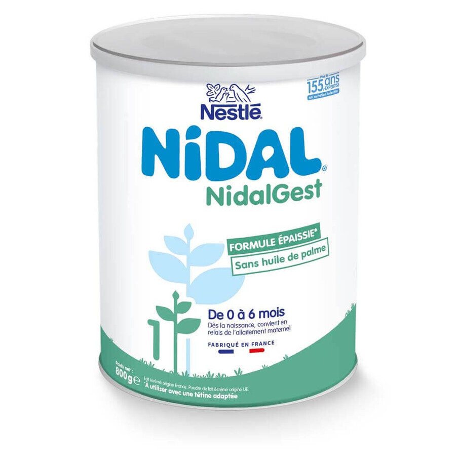 Nestlé Nidal Lait En Poudre NidalGest 1 Formule Épaissie De 0 À 6 Mois 800g