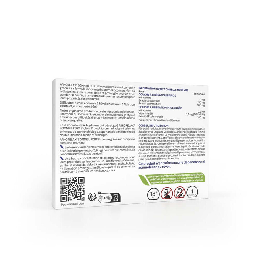 Arkopharma Arkorelax Sleep Strong 8H Melatonin, Valerian 15 Tablets