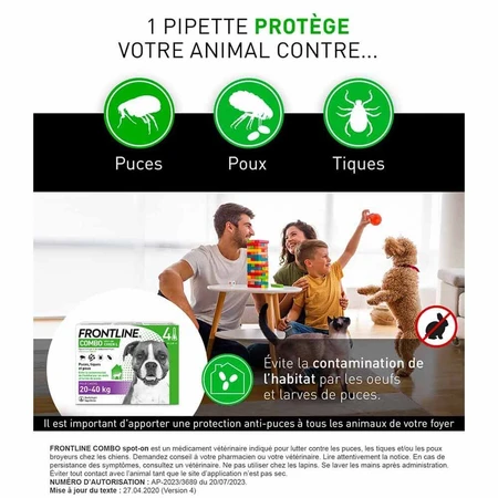 Frontline Combo spot-on perro L 20-40 kg 4 pipetas 2,68 ml