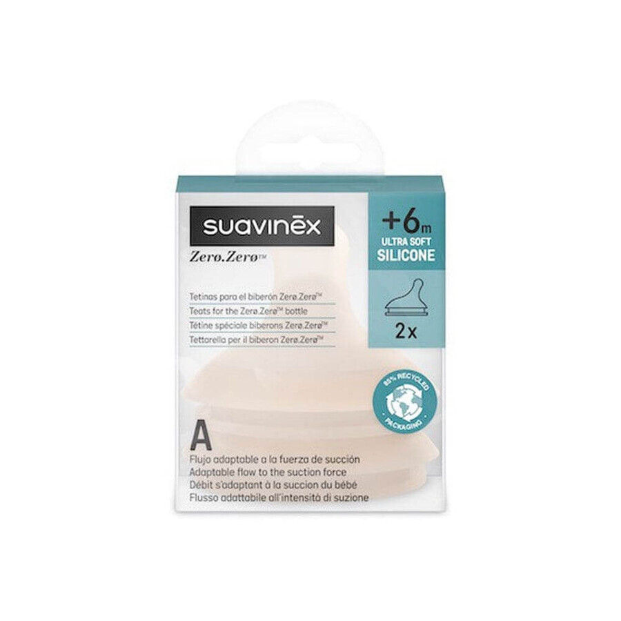Suavinex Zero Tétines Pour Biberon Anti-Colique Spécial Allaitement x2