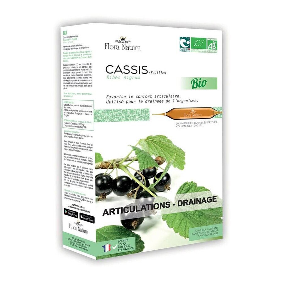 Flora Natura Cassis Bio Articulations et drainage 20 ampoules