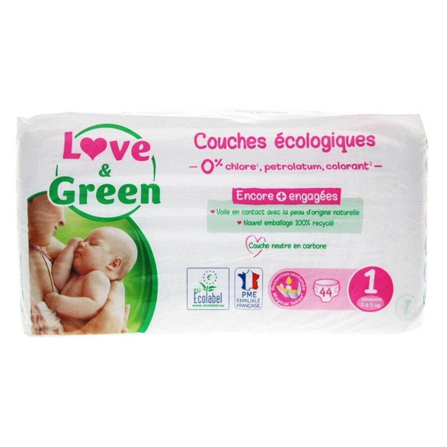Love&Green Hypoallergenic Diapers Size 1 2 to 5 kg x44