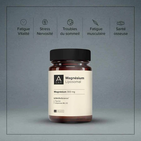 A-LAB Magnesio liposomal 300 mg Estrés Fatiga Trastornos del sueño 63 cápsulas