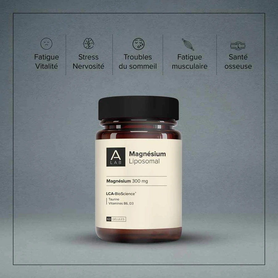 A-LAB Magnesio liposomal 300 mg Estrés Fatiga Trastornos del sueño 63 cápsulas