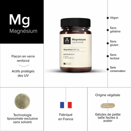 A-LAB Magnesio liposomal 300 mg Estrés Fatiga Trastornos del sueño 63 cápsulas
