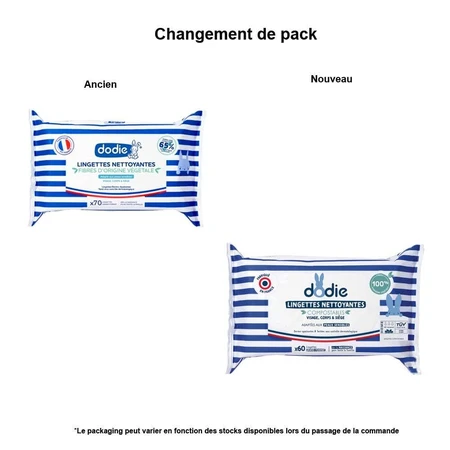 Dodie Lingettes Nettoyantes Dermo-apaisantes Visage, corps et siège x60