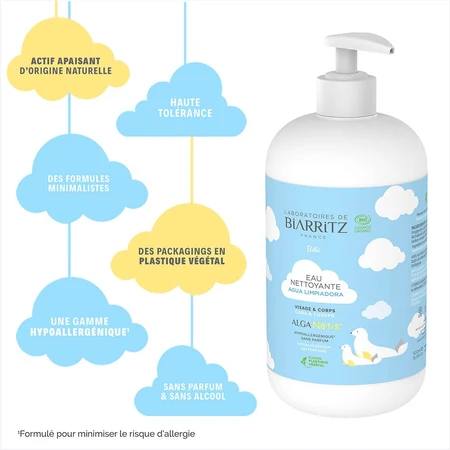 Laboratoires De Biarritz Baby Products Agua limpiadora bio para cara y cuerpo 500ml
