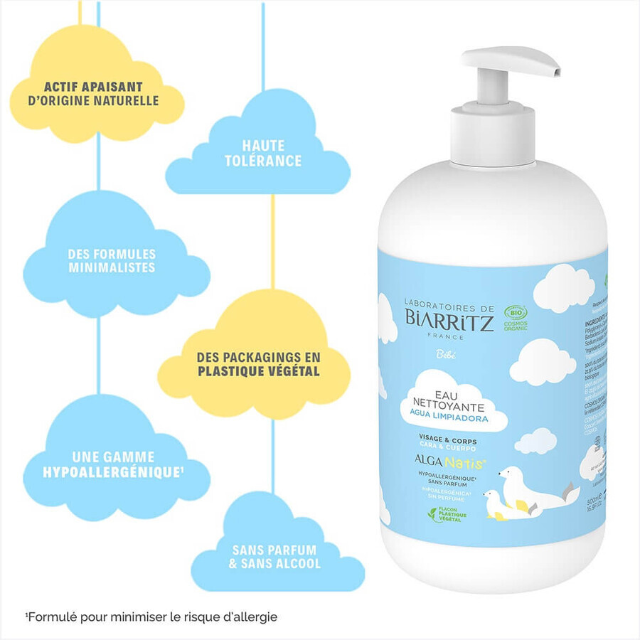 Laboratoires De Biarritz Baby Products Agua limpiadora bio para cara y cuerpo 500ml
