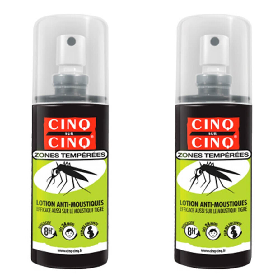 Cinq Sur Cinq Spray Anti-Moustiques Zones Tempérées 2x100ml