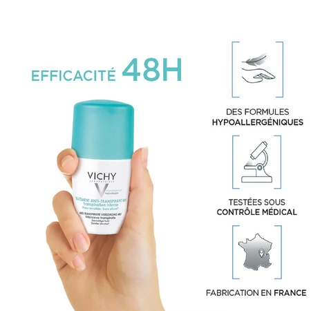 Vichy Deodorant Roll-on Anti-Transpirant 48u Intensieve transpiratie Gevoelige huid 2x50ml
