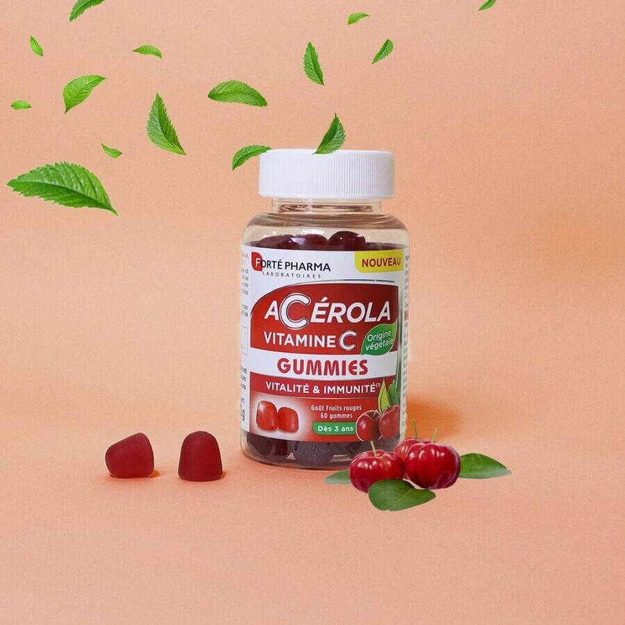 Forté Pharma Acerola Rijk aan natuurlijke vitamine C 60 kauwgom