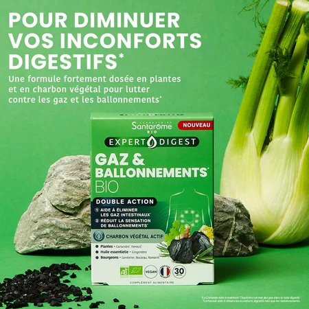 Santarome Expert Digest Gaz et Ballonnements Double Action 30 Gélules