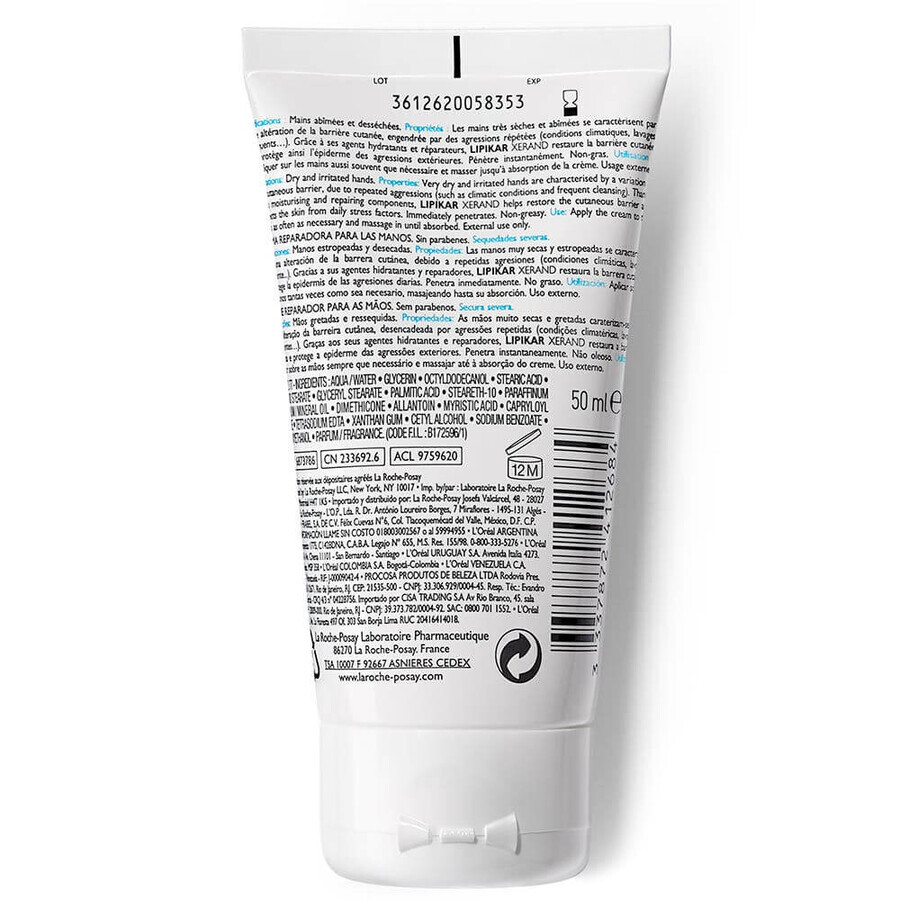 La Roche-Posay Lipikar Xerand crema de manos reparadora para manos secas 50ml La Roche-Posay Lipikar Xerand crema de manos reparadora para manos secas 50ml
