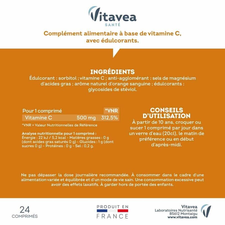 Vitavea Santé Vitamins C Energie au quotidien 24 chewable tablets