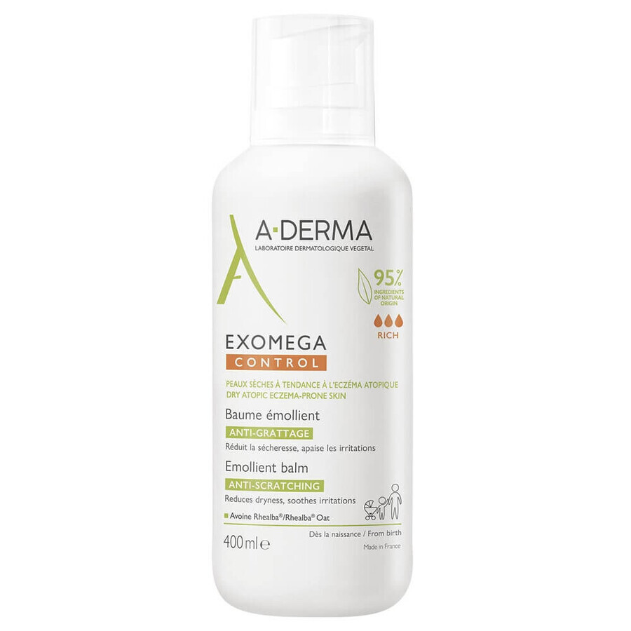 A-Derma Exomega Control Balsam emolient pentru pielea uscată cu tendință atopică 400 ml