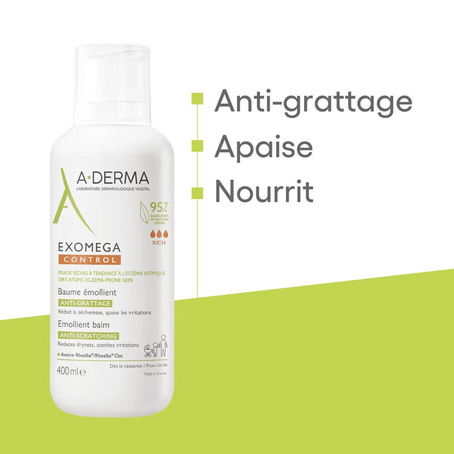 A-Derma Exomega Control Balsam emolient pentru pielea uscată cu tendință atopică 400 ml