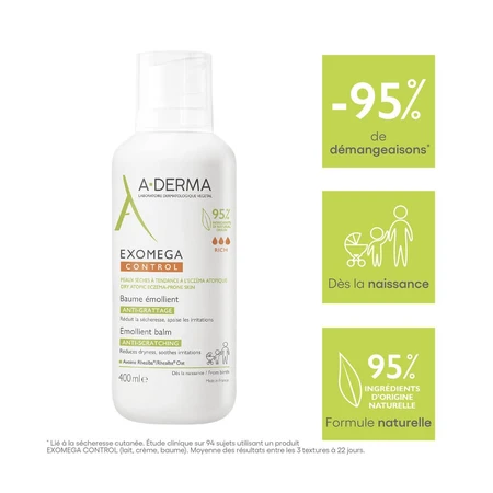 A-Derma Exomega Control Bálsamo emoliente para pieles secas con tendencia atópica 400 ml