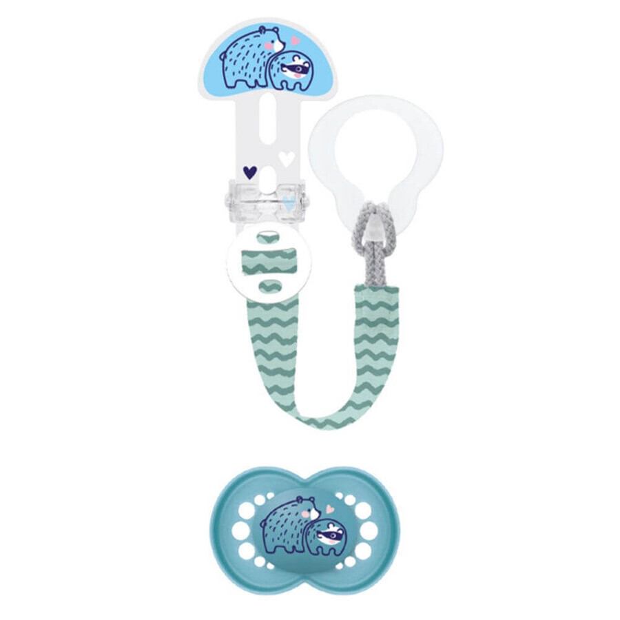 Mam Ciuccio Anatomico + Clip Portaciuccio 6 mesi+ x1