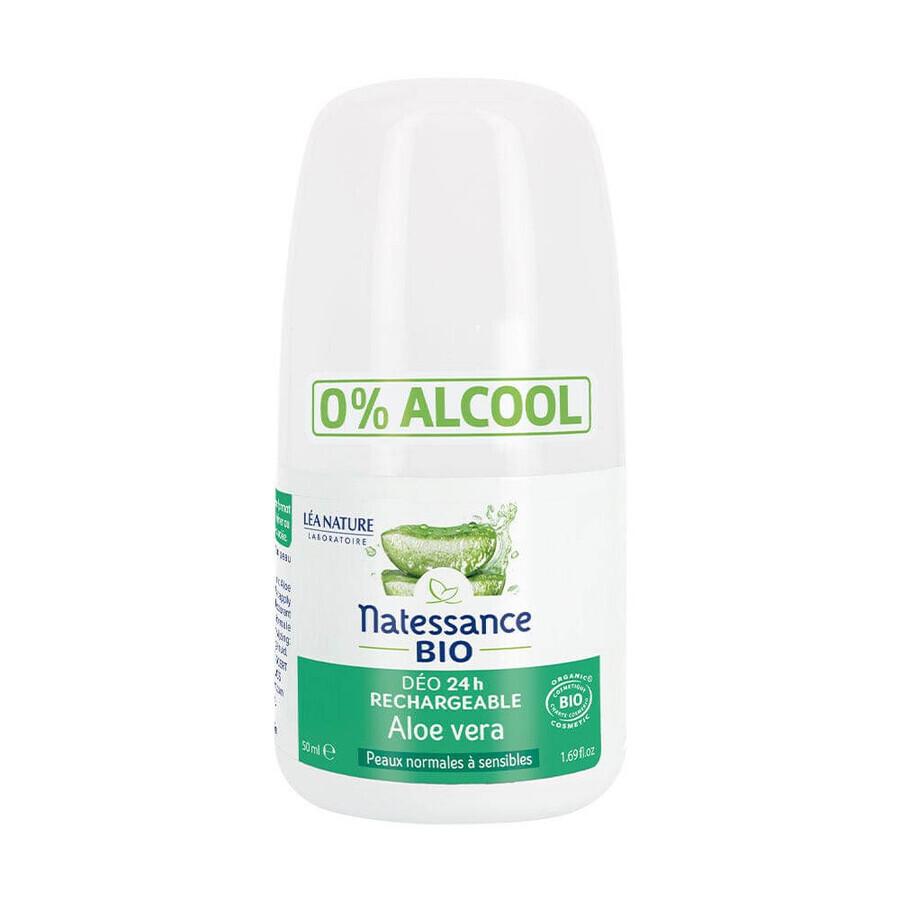 Natessance 24-uurs navulbare deodorant met biologische aloë vera Normale tot gevoelige huid 50ml