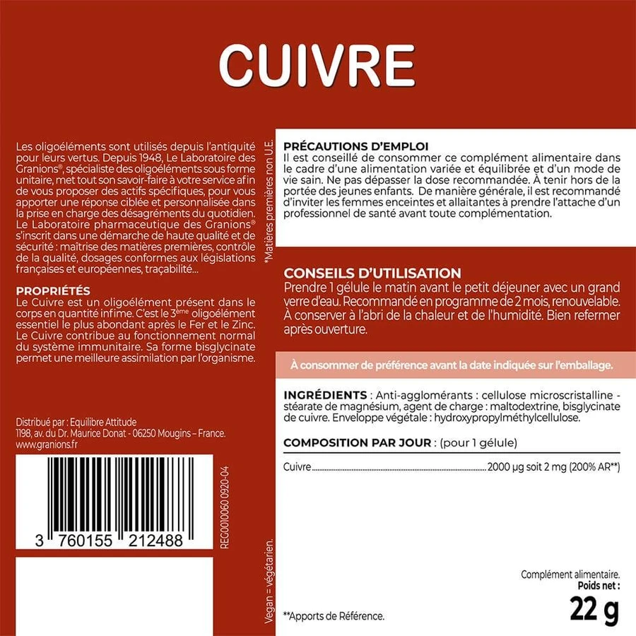 Granions Koper Immuun Defensie 60 capsules
