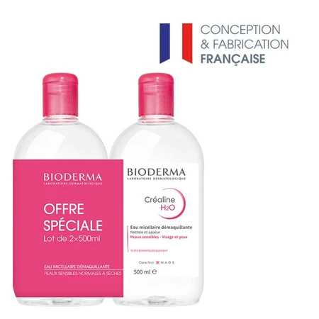 Bioderma Crealine Agua Micelar Limpiadora H2O sin perfume 2x500ml