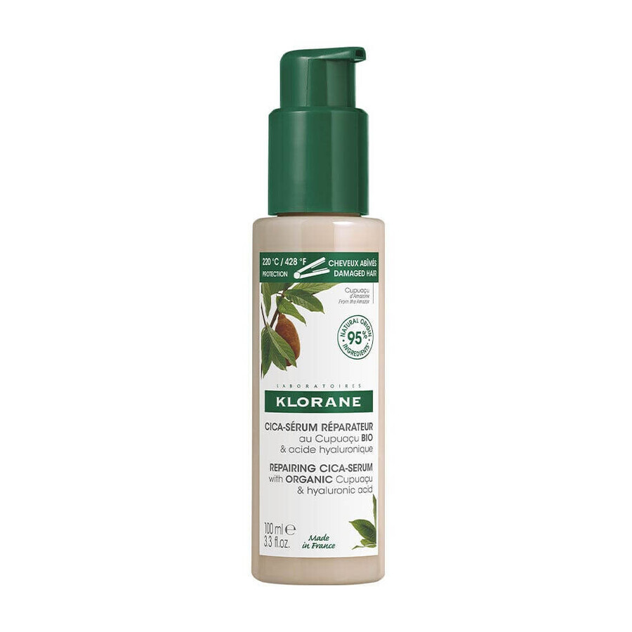 Klorane Cica-repairing serum with organic cupuaçu and hyaluronic acid for very dry and damaged hair 100ml