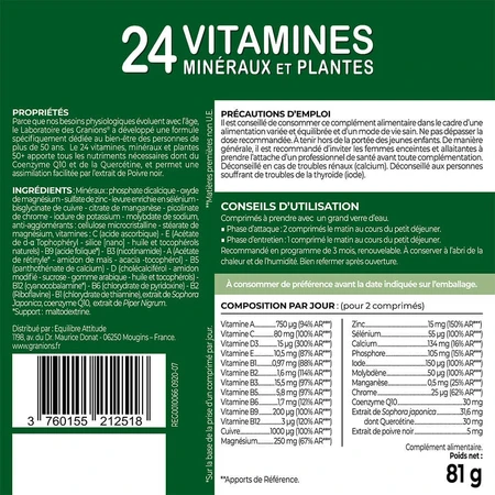Granions 24 Vitaminen, mineralen en planten 90 tabletten