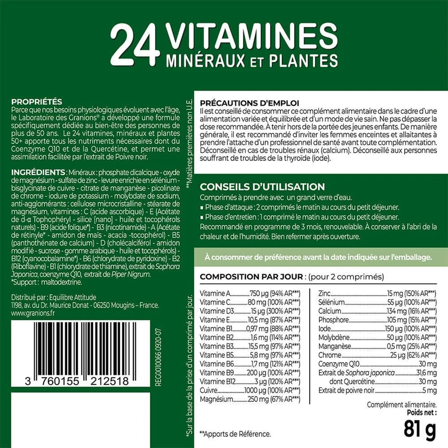 Granions 24 Vitaminen, mineralen en planten 90 tabletten