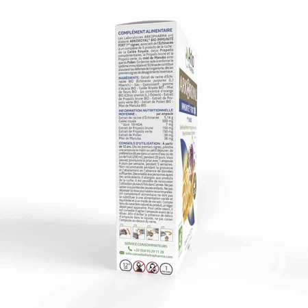 Arkopharma Arkoroyal Immunité Fort Bio Gelée Royale, Propolis 20 ampoules