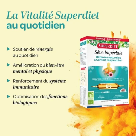 Superdiet Seve Imperiale Biologico 20 Inmunité et Respiration 20 Ampollas
