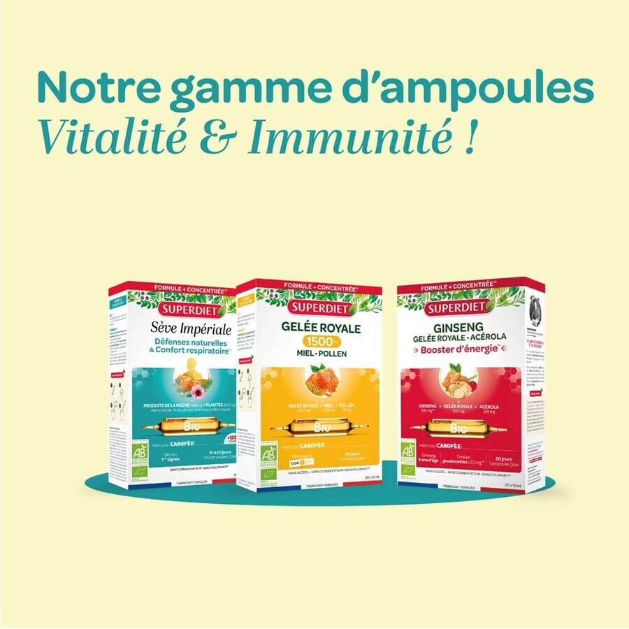 Superdiet Sève Impériale Bio Défense Naturelles & Confort Respiratoire 20 Ampoules