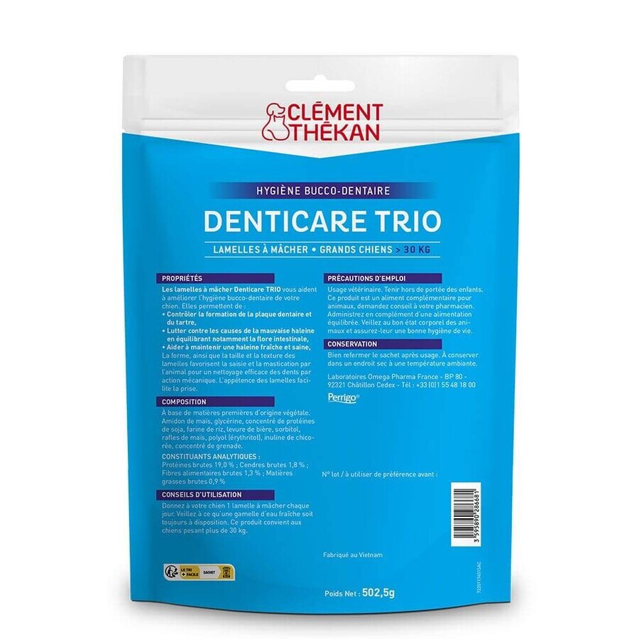 Clement-Thekan Denticare Trio Strisce masticabili per cani oltre 30 kg 15 strisce