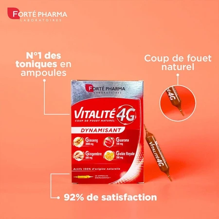 Forté Pharma Vitalité 4G Vitalite Energizing 30 Vials 20 + 10 ampoules offertes