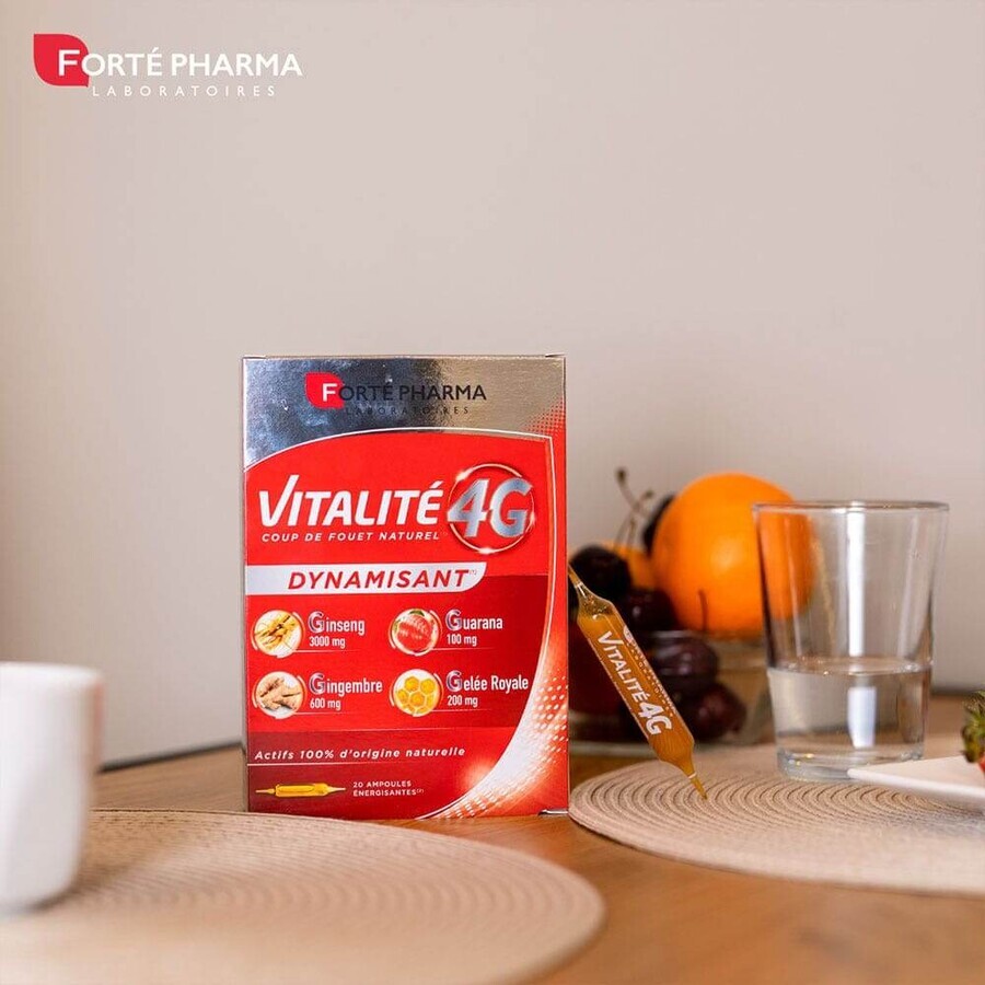 Forté Pharma Vitalité 4G Vitalite Energising 30 ampullen 20 + 10 ampullen offertes