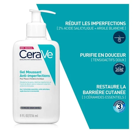 Cerave Espuma Limpiadora Facial Pieles con imperfecciones y propensas al acné 236ml