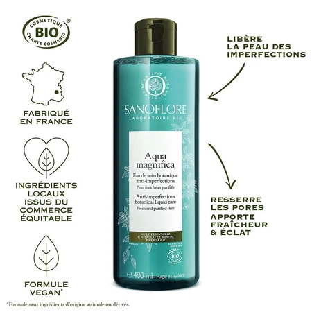 Sanoflore Magnifica Loción Facial Aceites esenciales Piel grasa con tendencia acneica 400ml
