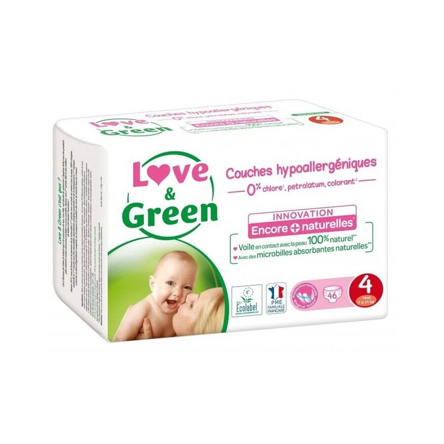 Winkel op Love&Green Hypoallergene Luiers Maat 4 7 tot 14 kg x46 Love&Green Hypoallergene Luiers Maat 4 7 tot 14 kg x46
