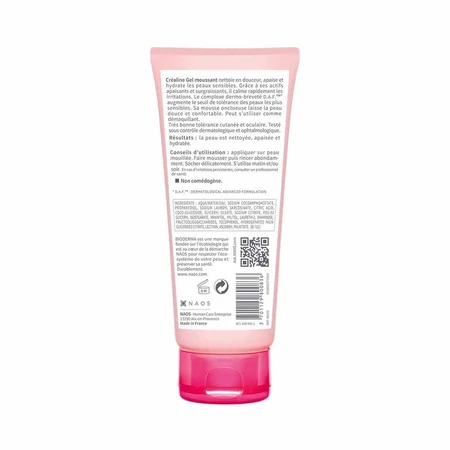 Bioderma Crealine Gel nettoyant moussant visage Peaux sensibles 100ml