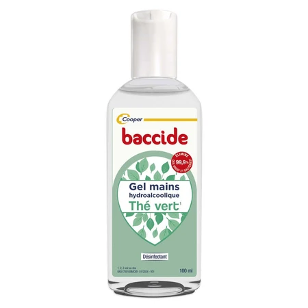 Baccide Gel Mains Désinfectant Hydroalcoolique Thé Vert Peaux sensibles 100ml