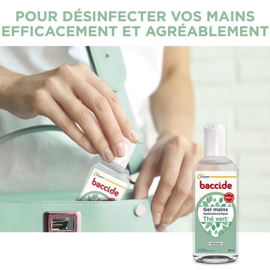 Baccide Gel Mains Désinfectant Hydroalcoolique Thé Vert Peaux sensibles 100ml