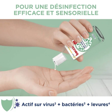 Baccide Gel Mains Désinfectant Hydroalcoolique Thé Vert Peaux sensibles 100ml