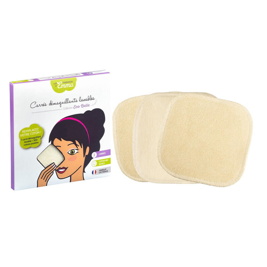 Les Tendances D'Emma Eco Belle Bâtons démaquillants lavables en coton bio x3