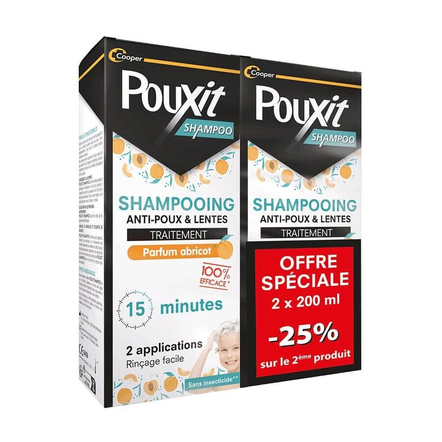 Pouxit Champú Antipiojos y Tratamiento Uñas Aroma Albaricoque 2x200ml