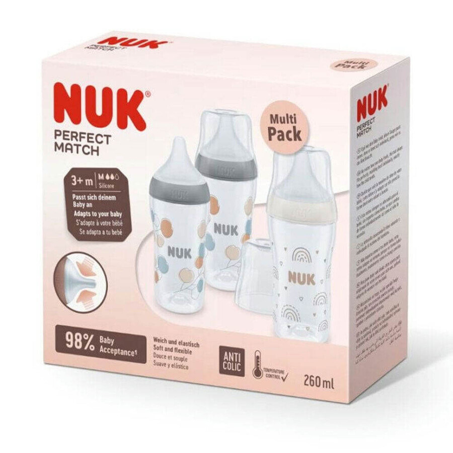 Buy Nuk Perfect Match Baby Bottle 3 Months and More 3x260ml Nuk Perfect Match Baby Bottle 3 Months and More 3x260ml