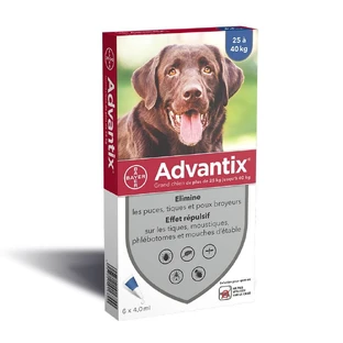 Advantix Pipettes for Large Dogs 25 to 40kg X6