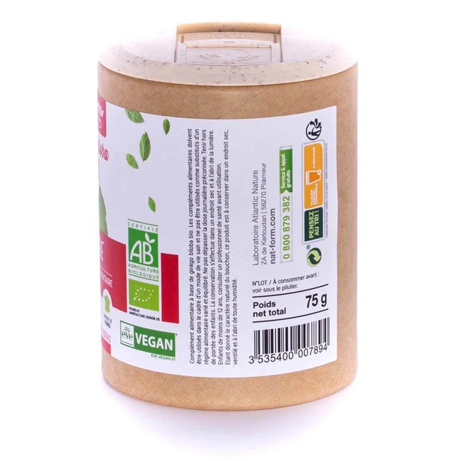 Nat&Form GINKGO BILOBA BIO 200 Kapseln