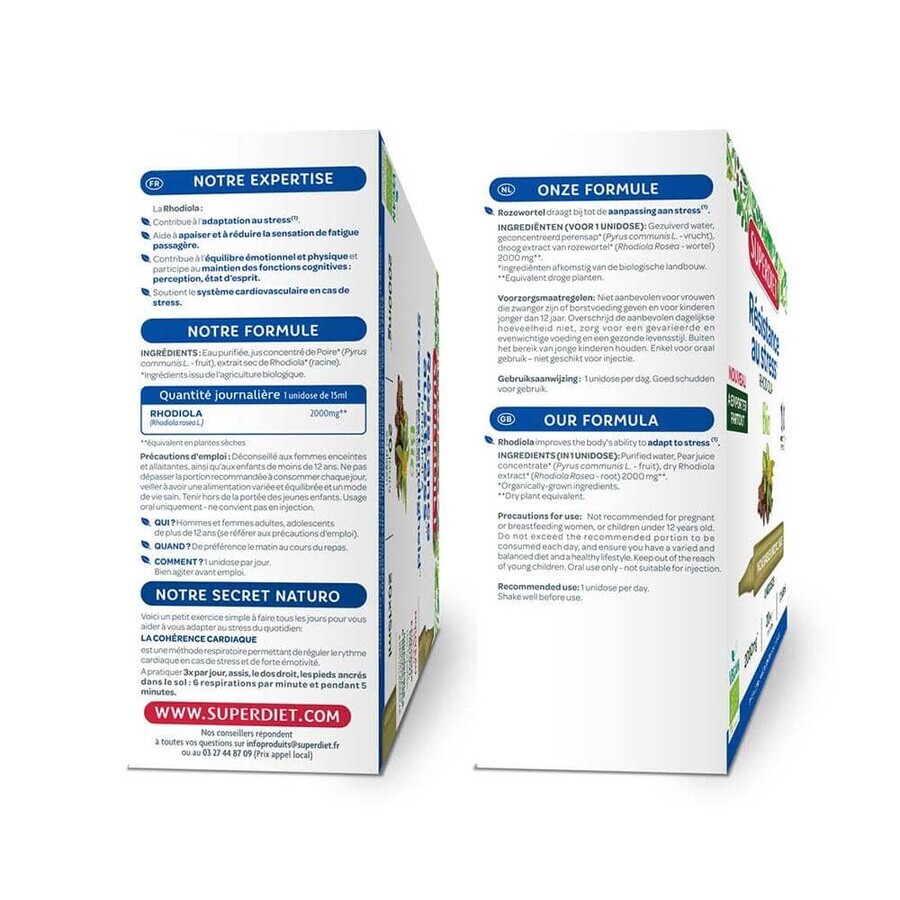 Superdiet Unidose Bio Rhodiola Stress Resistance 20 15 ml Monodosen Superdiet Unidose Bio Rhodiola Stress Resistance 20 15 ml Monodosen