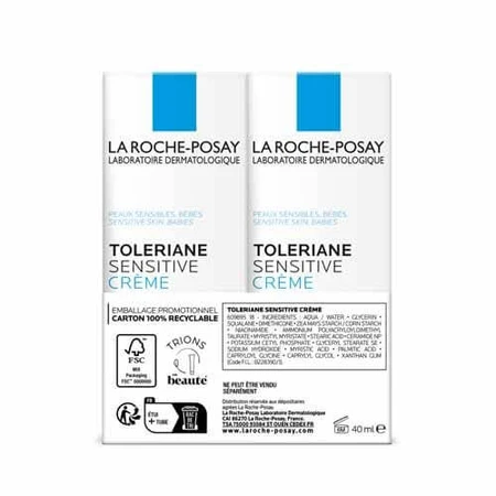 La Roche-Posay Toleriane Crema Hidratante, Calmante y Protectora 2x40ml